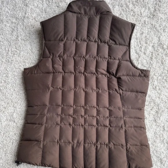 Brown Eddie Bauer Premium Goose Down Vest Women’s Size Small - Picture 3 of 10